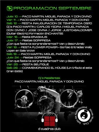 Programación Septiembre D’Cuadros Club